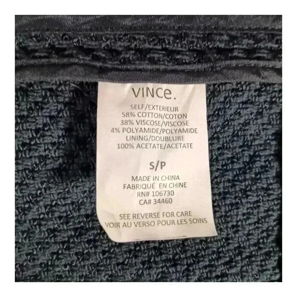 Vince Boucle Moto Jacket Tweed Fringe Full Zip Navy Blue Women's Small - Picture 6 of 6